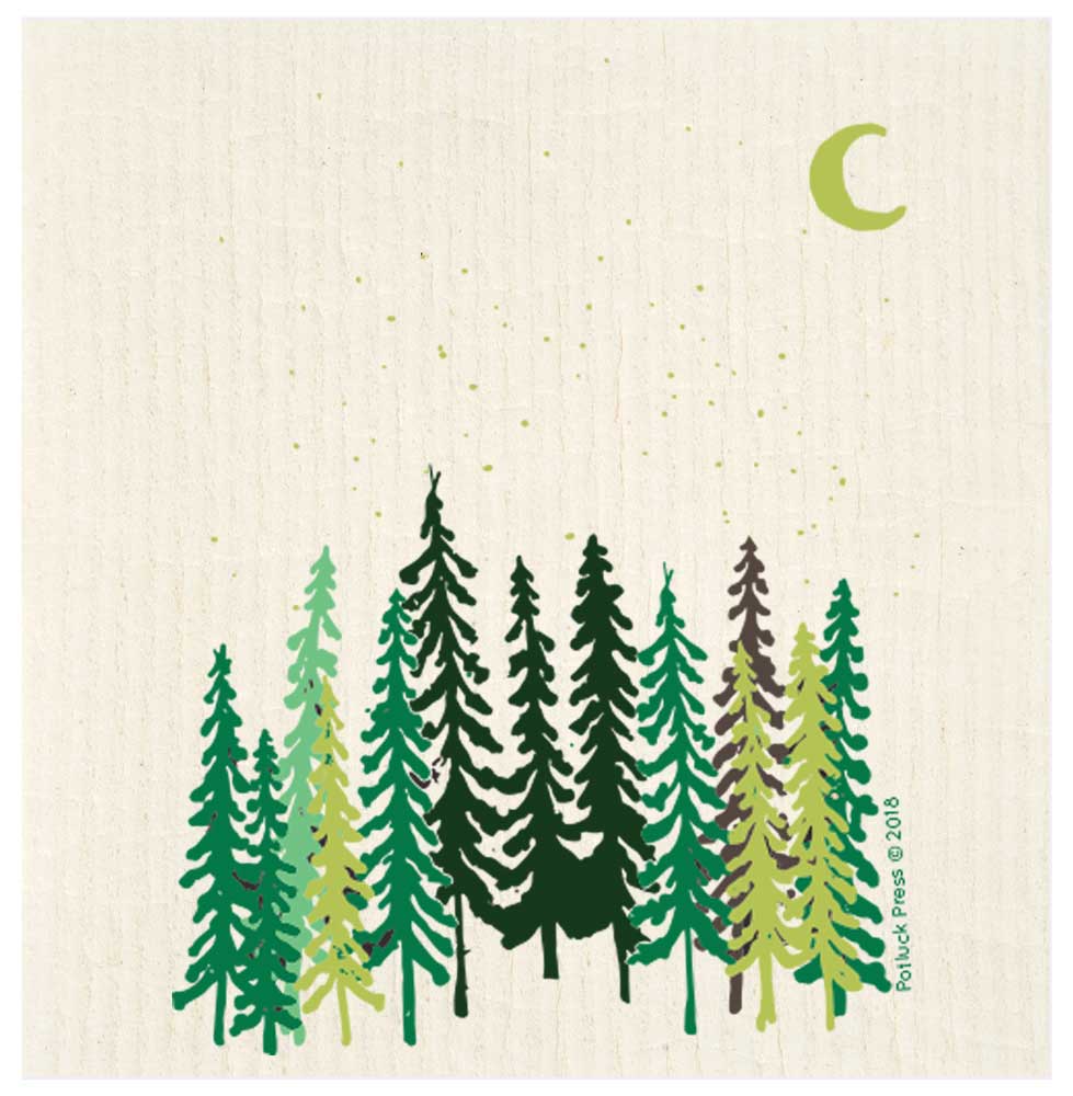 Tall Trees and Moon Swedish Dishcloth: Send Plastic Free