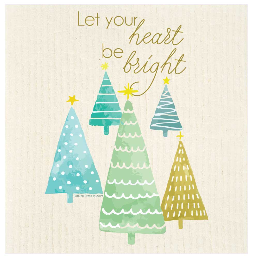 Let Your Heart Be Bright Trees Swedish Dishcloth: Send Plastic Free