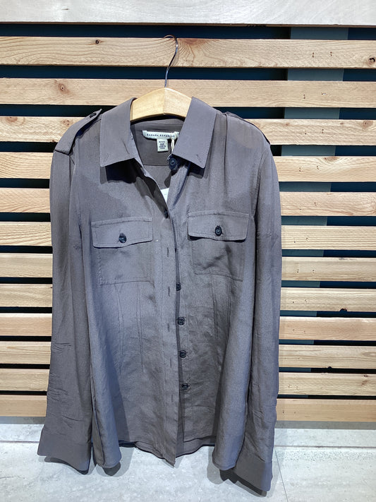 Banana Republic Sheer Grey Button Up Shirt