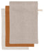 Amber And Natural Linen Bath Mitts Set of 3