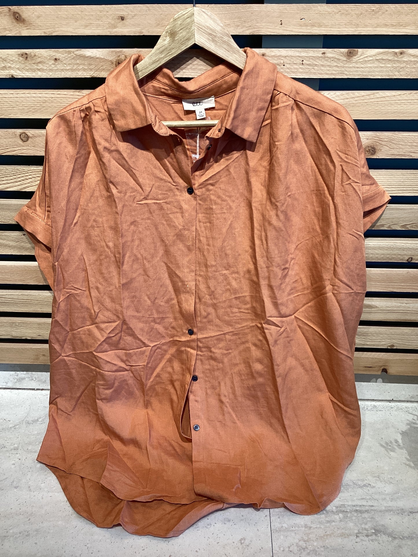 OTT Short Sleeve Burnt Orange Linen Shirt