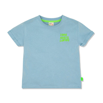 100% Earth loving Kid T-Shirt - Slate Blue/neon