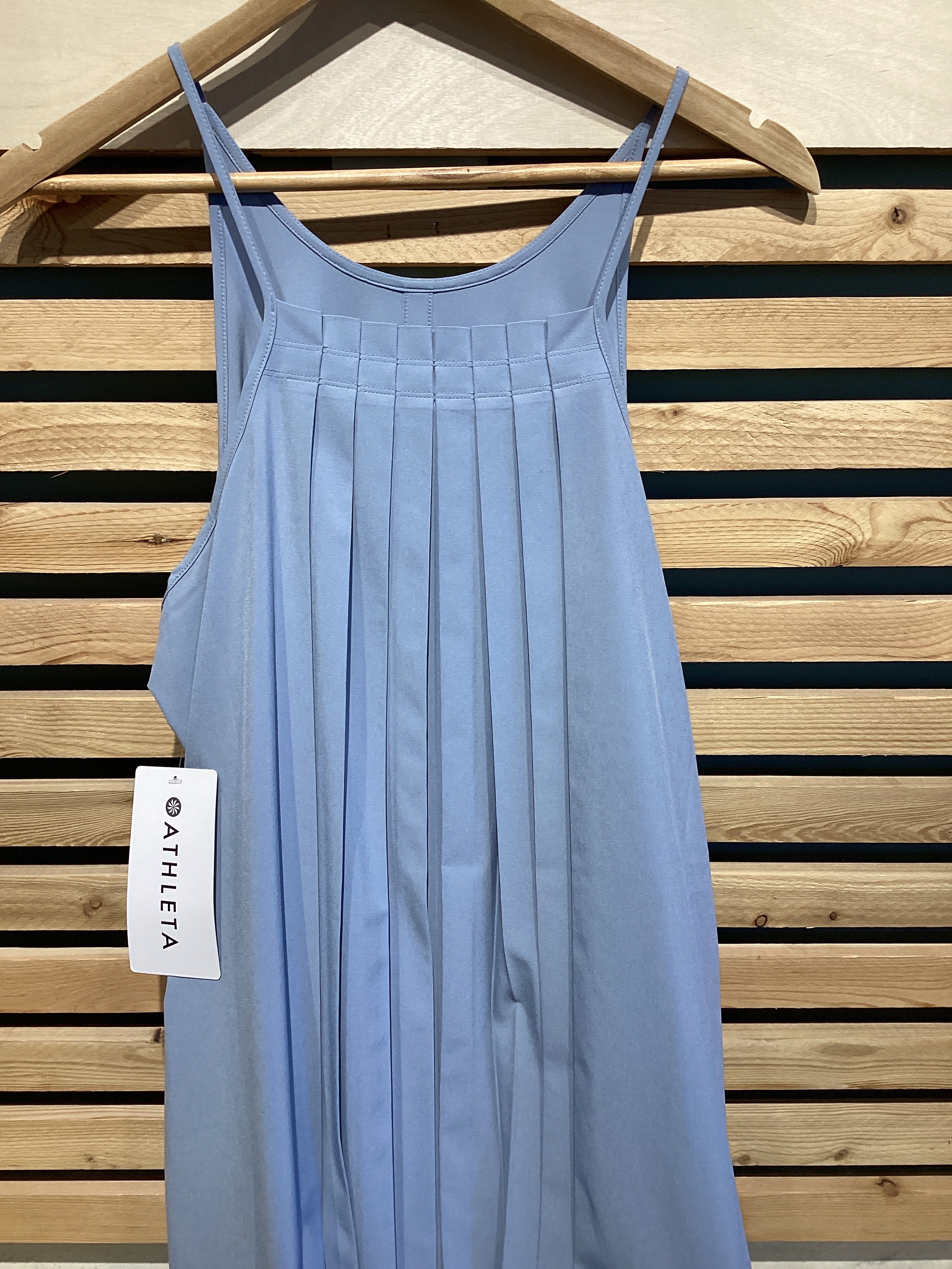 Athleta Hayes Pleated Maxi Dress Women's SP Dusty Blue Sleeveless Pockets Active NWT Athleta Hayes Pleated Maxi Dress Women's SP Dusty Blue Sleeveless Pockets Active NWT