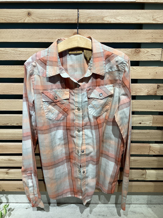 Wrangler Coral Plaid button up