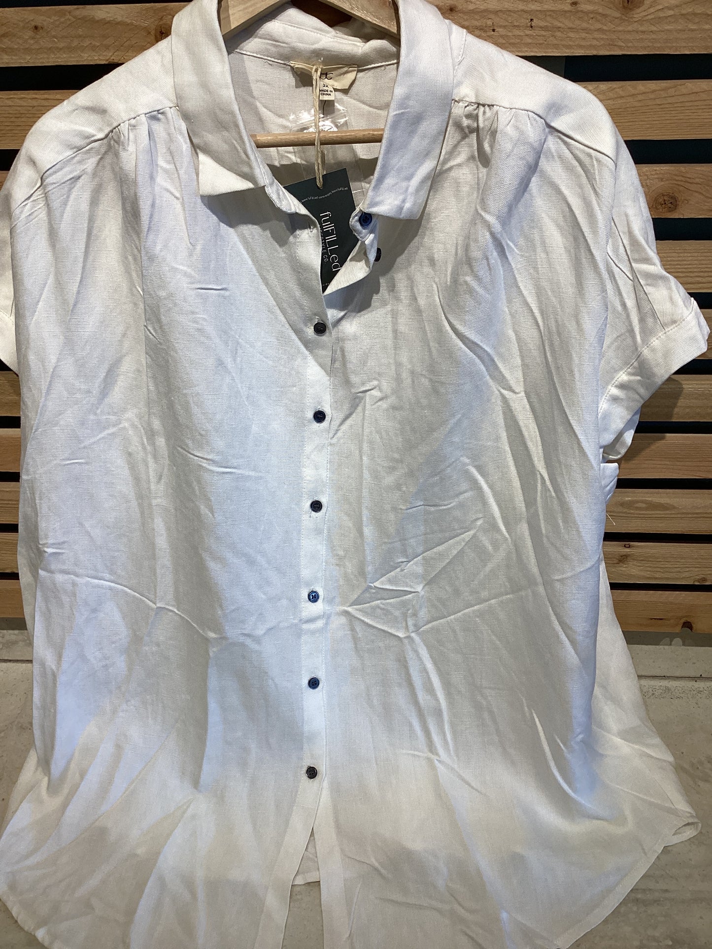 OTT White Linen Short Sleeve Shirt