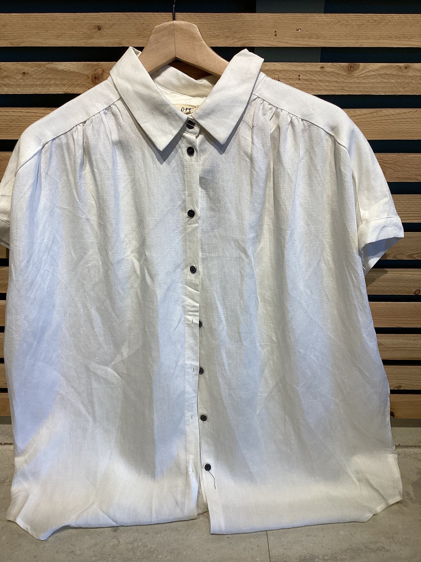 Short Sleeve White Linen Shirt