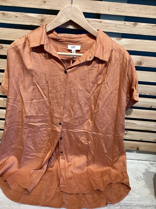 Short Sleeve Burnt Orange Linen Shirt