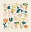 Floral Vines Navy & Peach Swedish Dishcloth