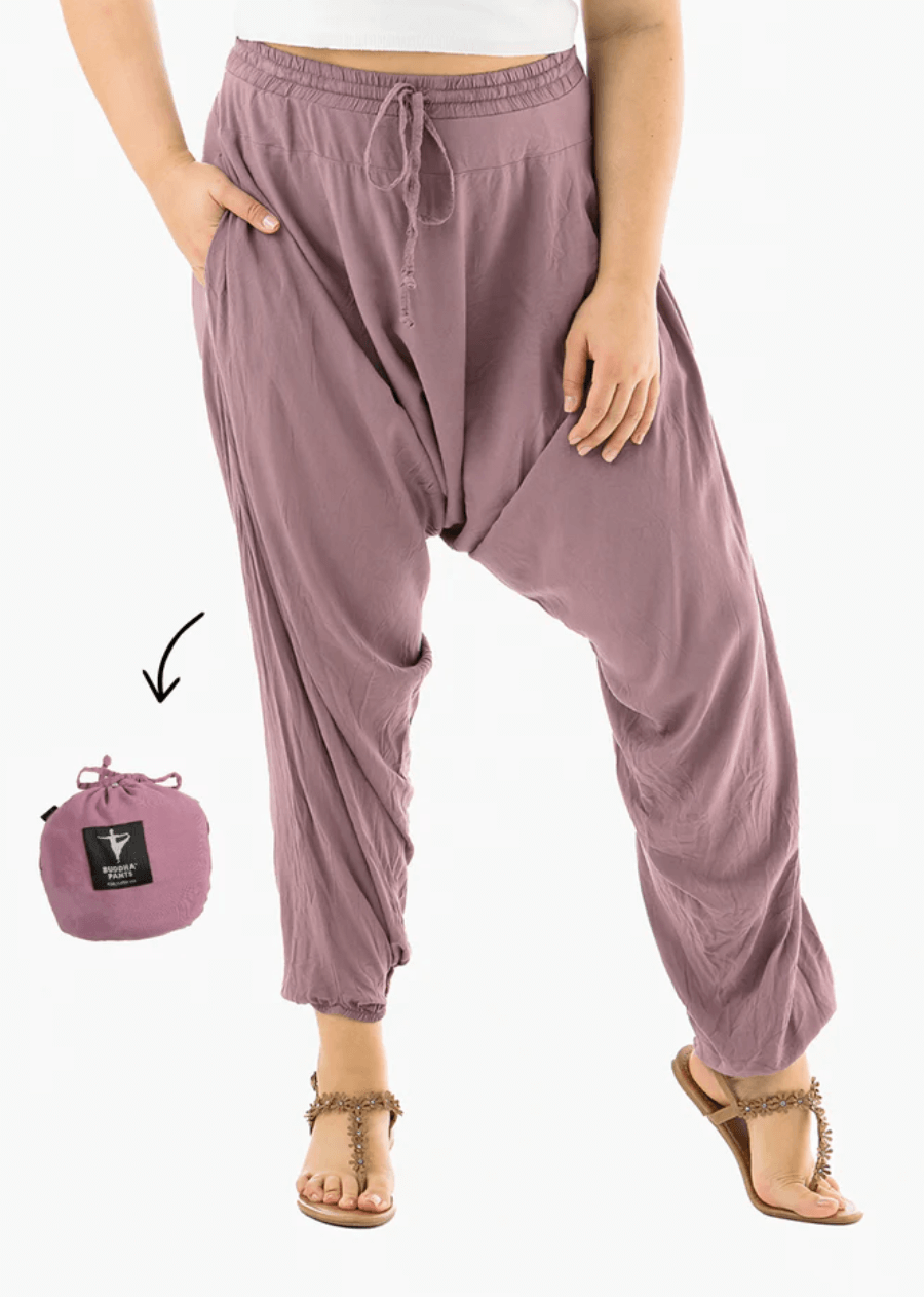 Buddha Pants Solid Savannah Harem Pants in Lavender - XXS