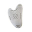 Metal gua sha tool with facial pressure points on a white background